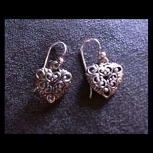 Sterling Silver Scroll Heart Earrings